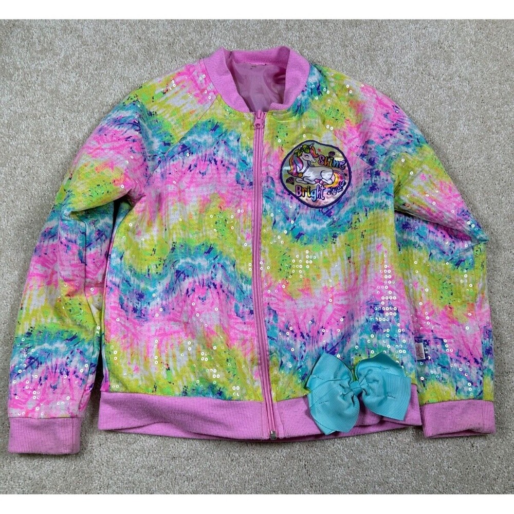 Nickalodeon Jojo Siwa Girls Size M Pink Embellished Unicorn Jacket